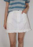 LINEN FRILL MINI SKIRT