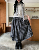 Maeve Unbalance Check Long Skirt