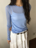 Kadohi Tencel Basic Layered Long Sleeve Tee