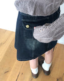 Yuan Cut Washed Denim Midi Skirt