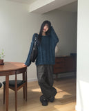 Aque Boatneck Off Shoulder Ribbed Angora Knit