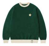 Cream Flower Dot Color Matching Sweatshirt