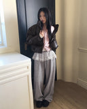 [Fleece Lining] Koha Chiffon Lace Layered Two-Way Sweatpants