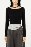 Olive wide-neck crop long sleeve