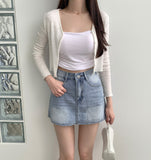 Back Pocket Point A-line Denim Skirt Shorts