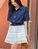 Alou Punching Lace Banding Mini Skirt Pants