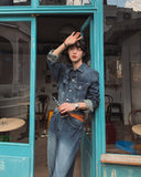 Combed fabric washed wide denim