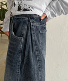 Wanko Side Pin Tuck Wide Denim Pants