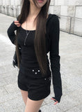 [MADE] Somit Button Sleeveless Hood Bolero Set