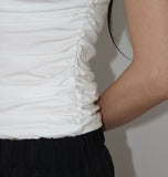 SIDE SHIRRING CAP SLEEVE T
