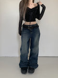Windbreaker y2k denim wide pants