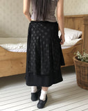 Kiko Dot Nylon Layered Pleated Midi Skirt