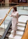 Jenia Tie Chiffon Tulip Sleeve Long One Piece