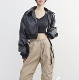 Viola cropped leather jacket
