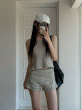 side zipper pig shorts