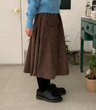 Loop banding corduroy cargo long skirt