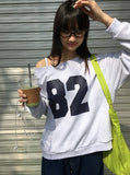 Rashi U-neck One Off-Shoulder Printing Sweatshirt