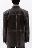 washing leather 4 buttons blazer