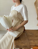 Cafe Color Matching Pin Tuck Flare One Piece