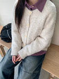 Cushit Flower Raglan Wool Knit Cardigan