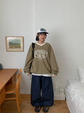 Sieming V-Neck Lettering Over Sweatshirt