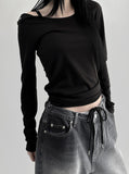 Long Shoulder Button T-shirt