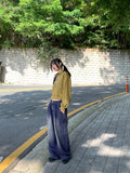 [MADE] Uko Pintuck Cargo Back Banding Long Wide Denim Pants