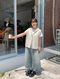 Comu Light Blue Bermuda Washing Denim Pants