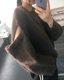 [Wool20] Siang shoulder slit button knit