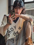 New York color matching v-neck knit