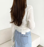 Rib Bolero Square Neck Sleeveless Knit Cardigan Two-piece Set