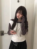 Enshu Brushed Color Matching Hood Off-Shoulder T-Shirt