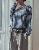Kelly Unbalance Off Stripe Long Sleeve