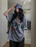 Vintage carwash print loose short sleeve