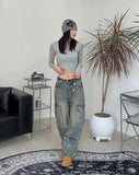 Lean ribbed cropped long-sleeved t-shirt