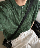 Cable knit short sleeve henry neck ver
