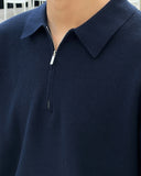 Benideu Zipper Short Sleeve Collar Knit
