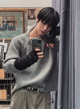 [LANARCH] Shoulder Zip-up Ribbed Knit Sweater