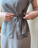 Cellon Drape Cap Sleeve Blouse