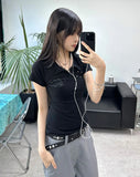Lasso Eyelet Lettering Collar Tee