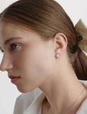 Essence Silver (W) Moissanite Freshwater Pearl Earrings 6mm
