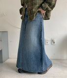 Tomoni Vintage Denim Washing Long Skirt