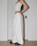 Mote cut key ring loop two-way wide cotton pants