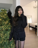 Vine Strap Off-Shoulder Two-Way Knit Scarf Set