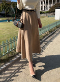 Polsyu belted flared long skirt