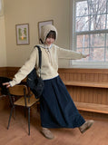 Debenny Banding Corduroy Pintuck Long Skirt