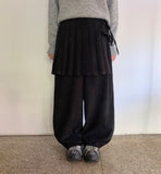 Mitka Wrap Skirt Layered Corduroy Banding Wide Pants