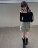 Awesome Choker Off Shoulder Ribbon Tee