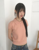 Ledo Collar Cut Button Short Sleeve Knit