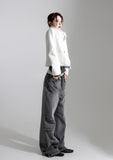 Gray Pin Wide Denim